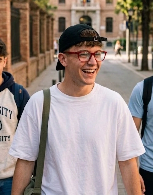 gafas universitarias, con estilo juvenil